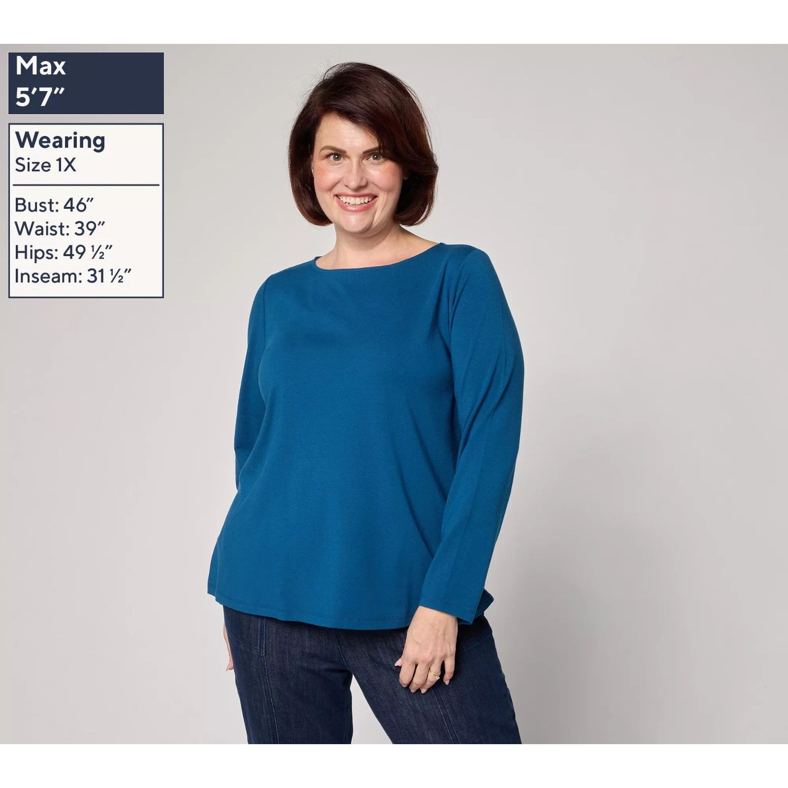 Susan Graver Essentials Comfy Cotton Bateau Neck Top Black 3x — image 3 of 8